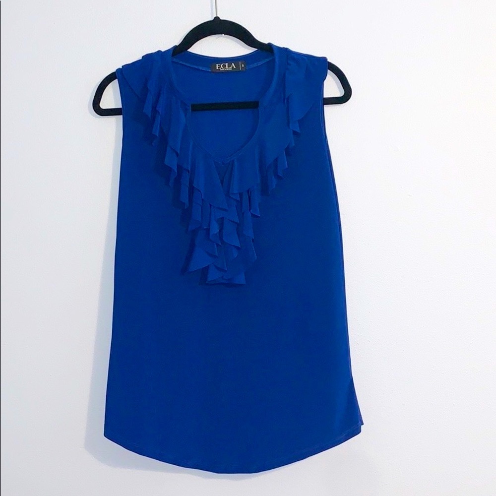 Blue Ruffle Tank